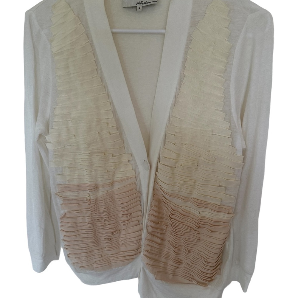 3.1 Phillip Lim Cream Grosgrain Trim Cardigan Size S – Unique - Picture 8 of 9